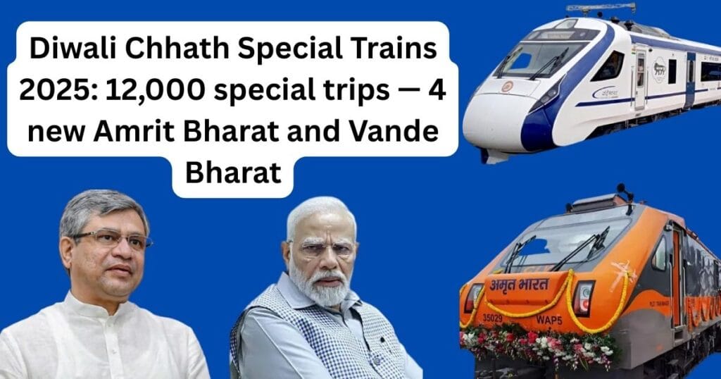 Diwali Chhath Special Trains 2025: 12,000 special trips — 4 new Amrit Bharat and Vande Bharat