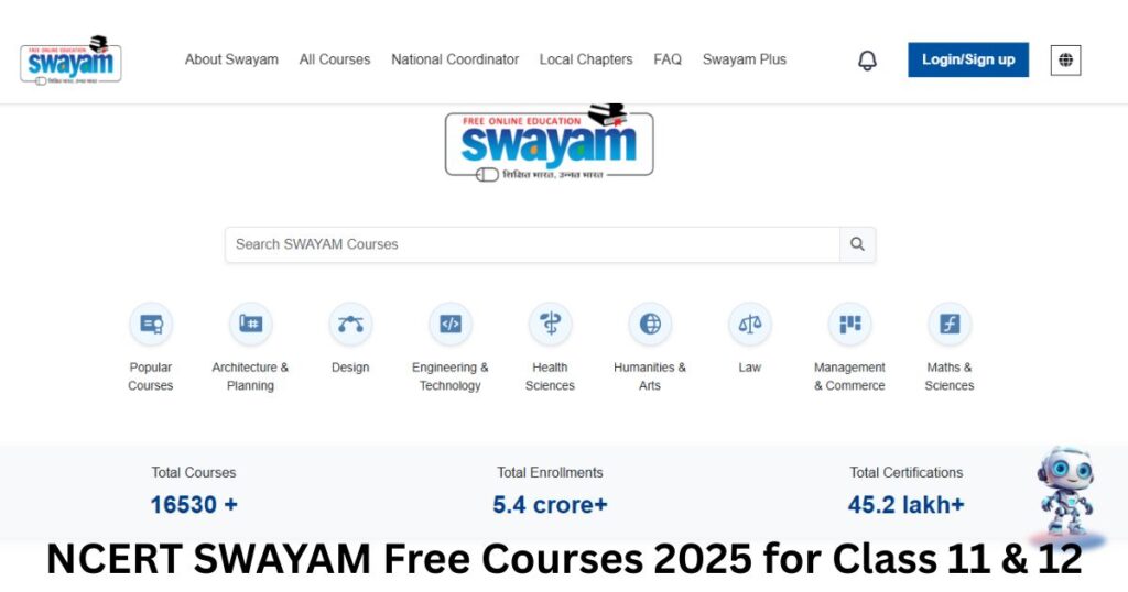 NCERT SWAYAM Courses 2025 for Class 11 & 12