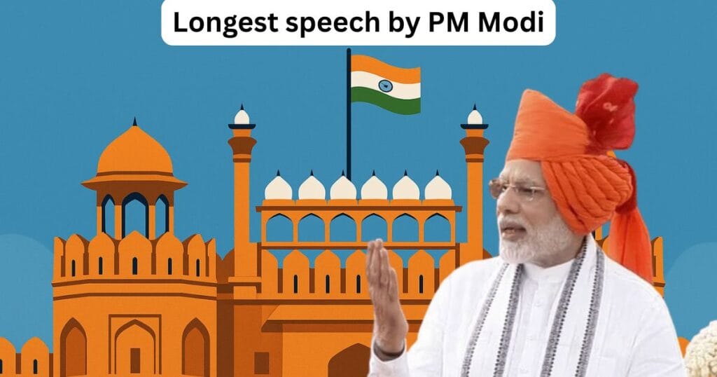 Longest speech at red fort on Independence Day